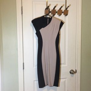 Black & Beige Asymmetrical Dress